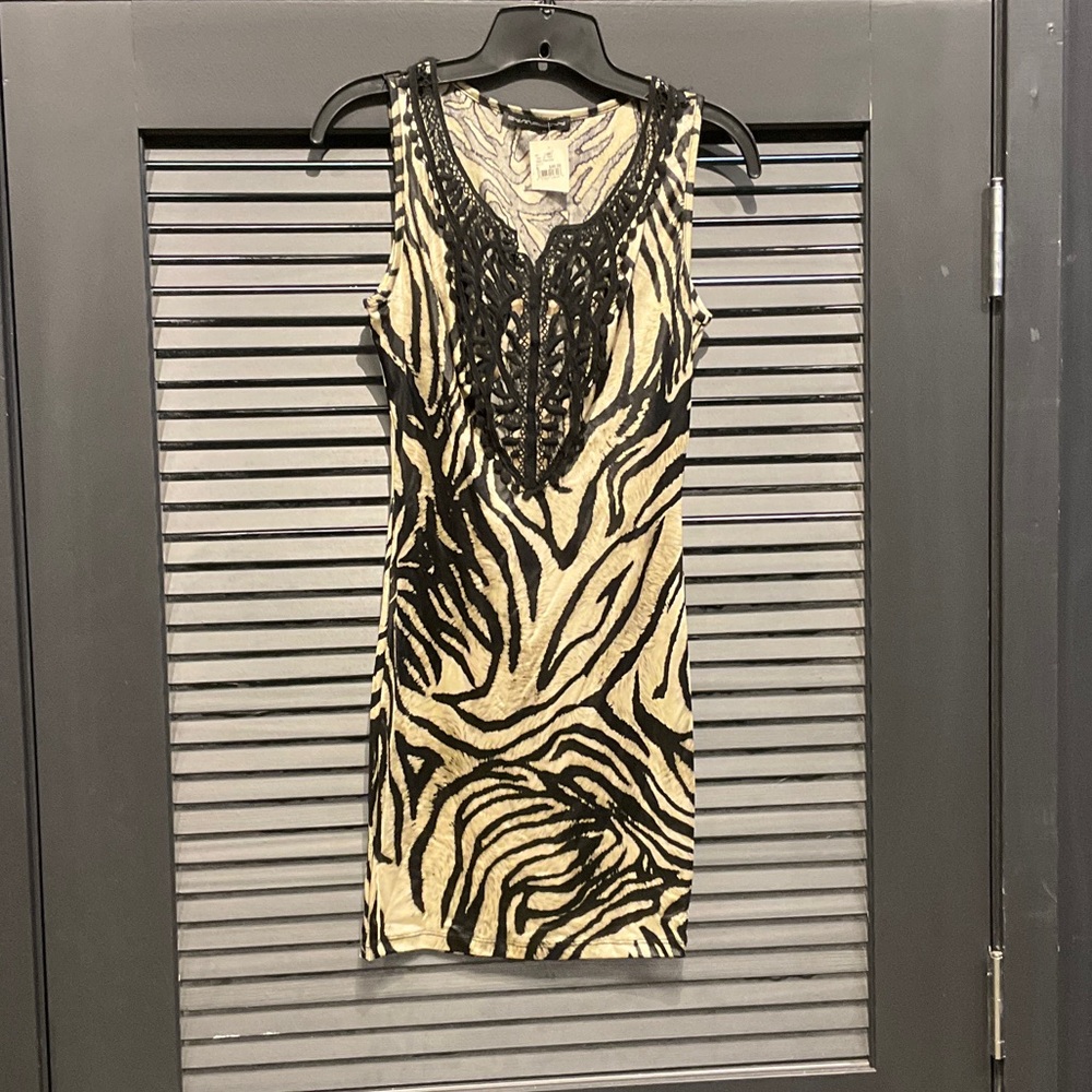 Symphony Zebra Print Mini Dress - Black and Cream